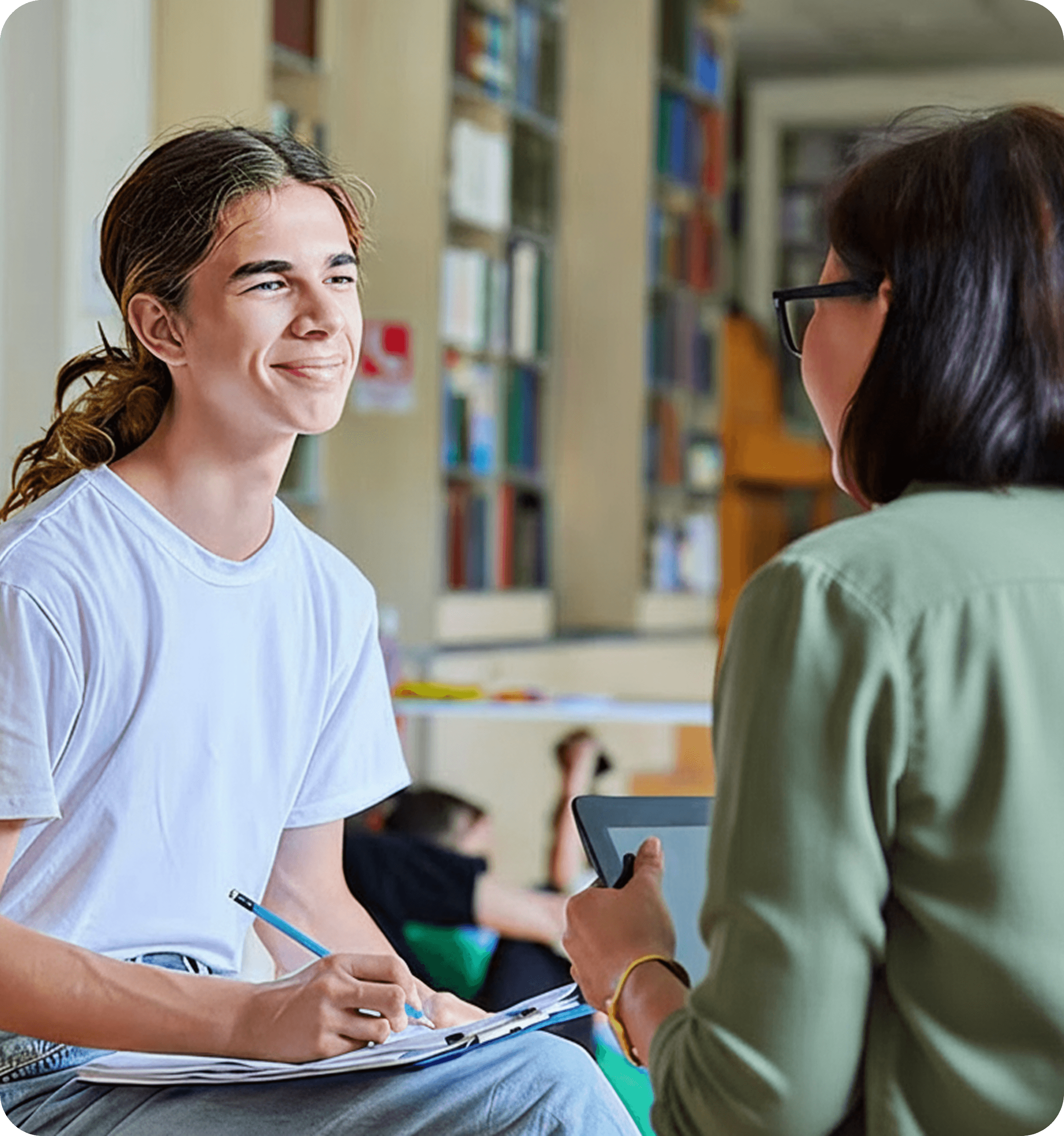 Student working with a clinician